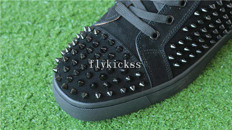 Super High End Christian Louboutin Flat Sneaker High Top Black Suede(With Receipt)